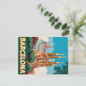 Barcelona Retro Briefkaart (Staand voorkant)