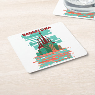 Barcelona retro Reisposter Kartonnen Onderzetters