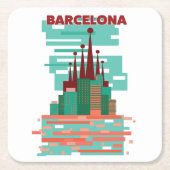 Barcelona retro Reisposter Kartonnen Onderzetters (Voorkant)