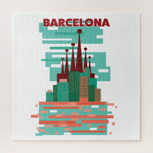 Barcelona retro Reisposter Legpuzzel (Verticaal)