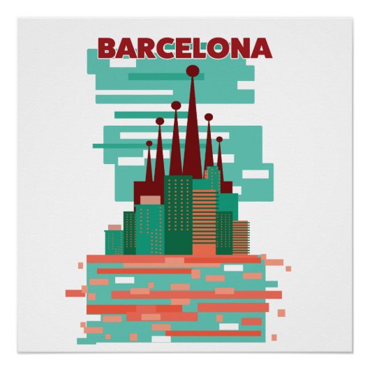 Barcelona retro Reisposter Perfect Poster (Voorkant)