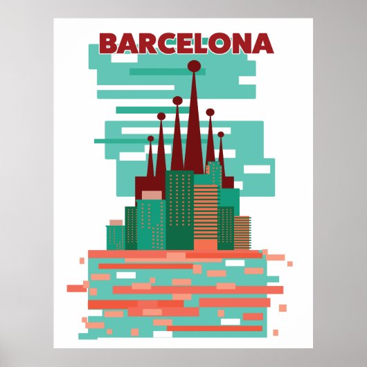 Barcelona retro Reisposter Poster (Voorkant)