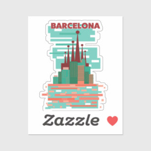 Barcelona retro Reisposter Sticker