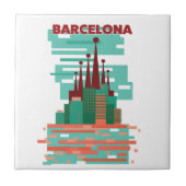 Barcelona retro Reisposter Tegeltje (Voorkant)