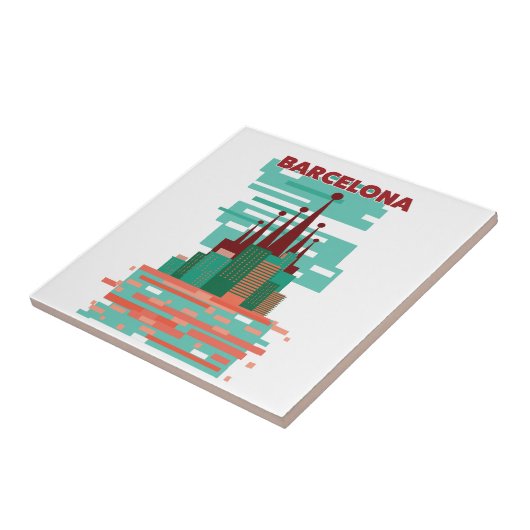 Barcelona retro Reisposter Tegeltje (Zijkant)
