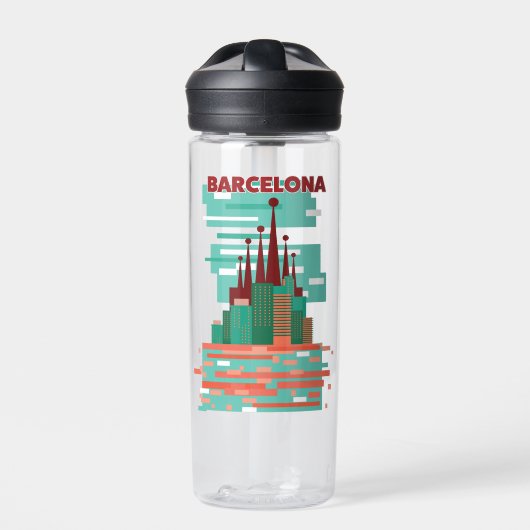 Barcelona retro Reisposter Waterfles (Voorkant)