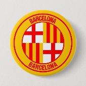 Barcelona Round Emblem Ronde Button 7,6 Cm (Voorkant)