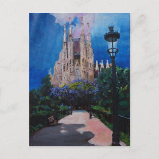 Barcelona Sagrada Familia met Park en Lantern Briefkaart