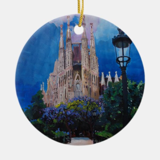 Barcelona Sagrada Familia met Park en Lantern Keramisch Ornament (Voorkant)