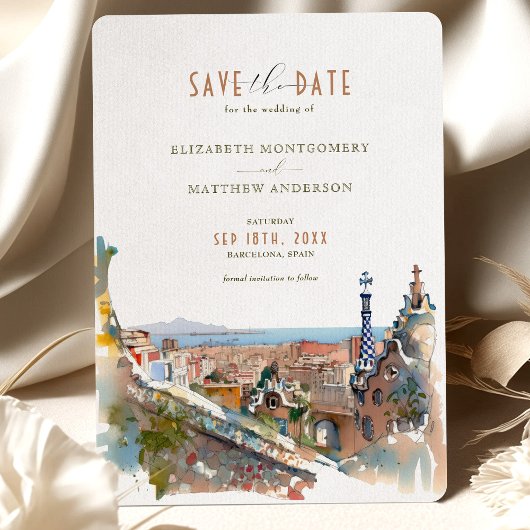 Barcelona Save the Date Destination Spain España I Kaart
