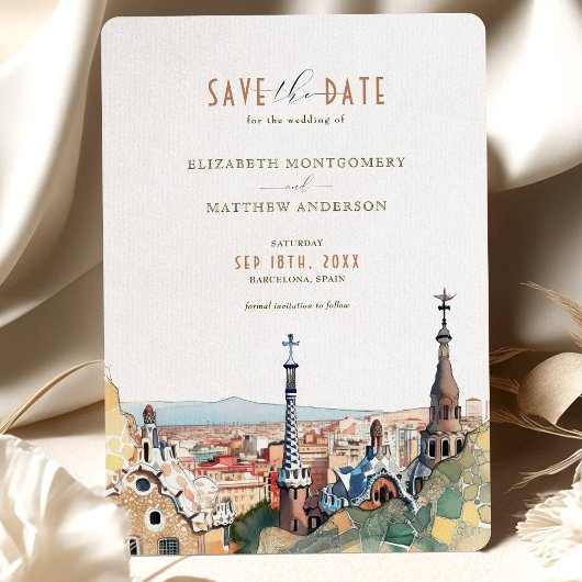 Barcelona Save the Date Destination Spain España I Kaart