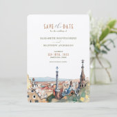 Barcelona Save the Date Destination Spain España I Kaart (Staand voorkant)