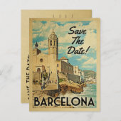 Barcelona Save the Date  Spain Aankondigingskaart (Voorkant / Achterkant)