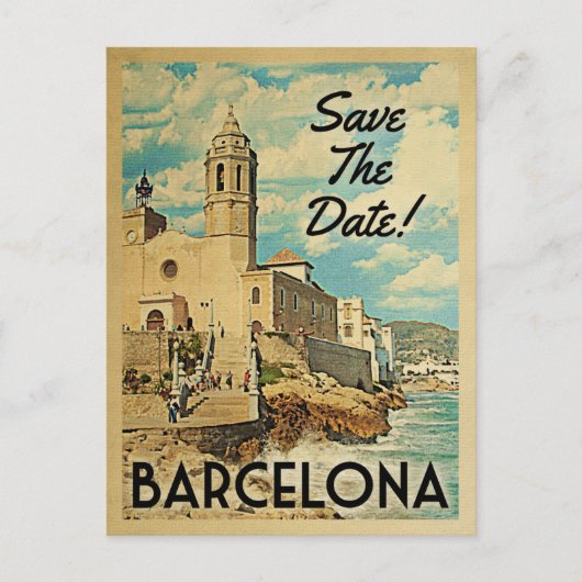 Barcelona Save the Date  Spain Aankondigingskaart (Voorkant)