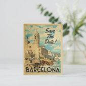 Barcelona Save the Date  Spain Aankondigingskaart (Staand voorkant)