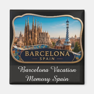 🧲 Barcelona Silhouet Vakantieherinnering Spanje � Magneet