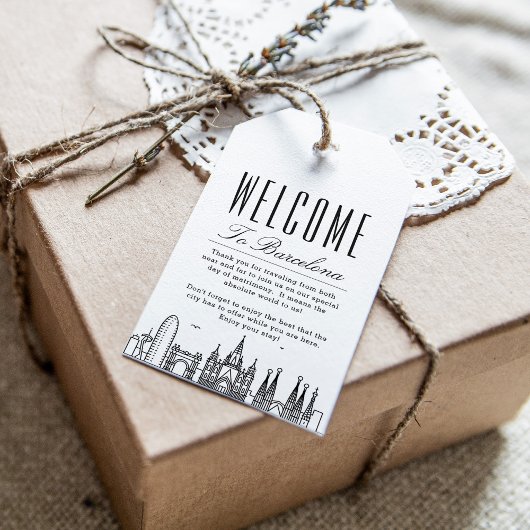 Barcelona Silhouet | Welkomstbericht Cadeautags Cadeaulabel
