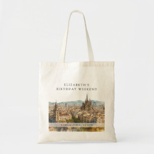 Barcelona Silhouette Waterverf Verjaardags Weekend Tote Bag