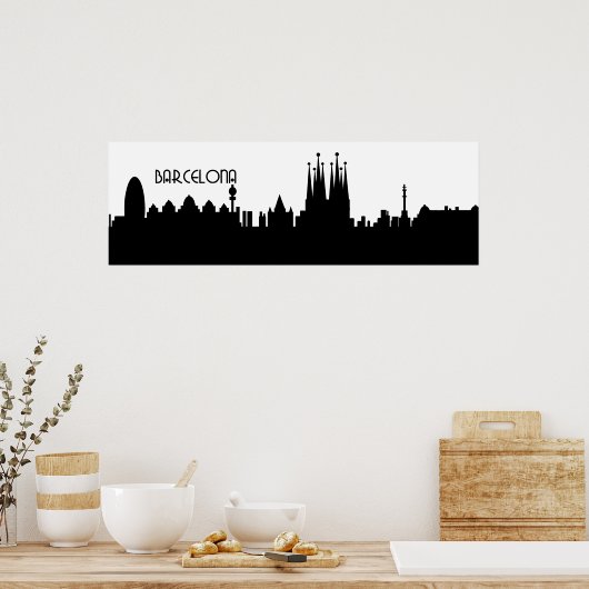 barcelona skyline deco poster (Keuken)