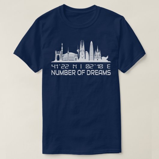 Barcelona Skyline GPS coördinaten Stad T-shirt (Design voorkant)