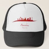 Barcelona skyline in red trucker pet (Voorkant)