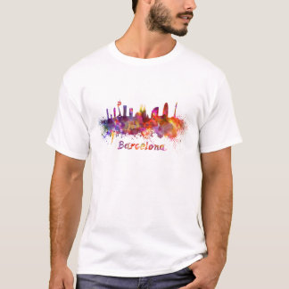 Barcelona skyline in watercolor t-shirt