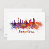 Barcelona-skyline in waterverf briefkaart (Voorkant / Achterkant)
