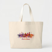 Barcelona-skyline in waterverf grote tote bag (Voorkant)