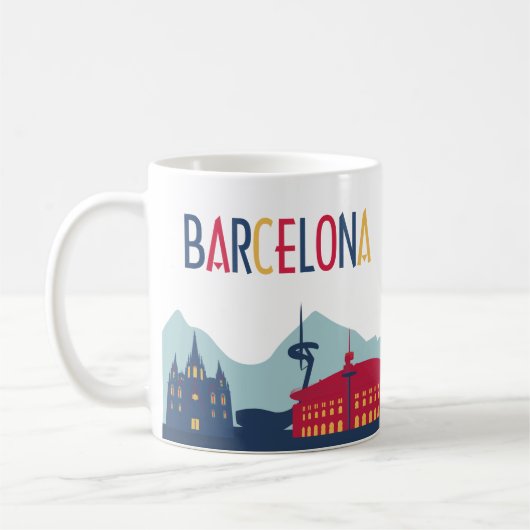 Barcelona Skyline Koffiemok (Links)