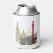 Barcelona skyline poster blikjeskoeler (Blikje Voorkant)