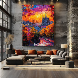 Barcelona Skyline Poster – Iconische Spaanse kunst