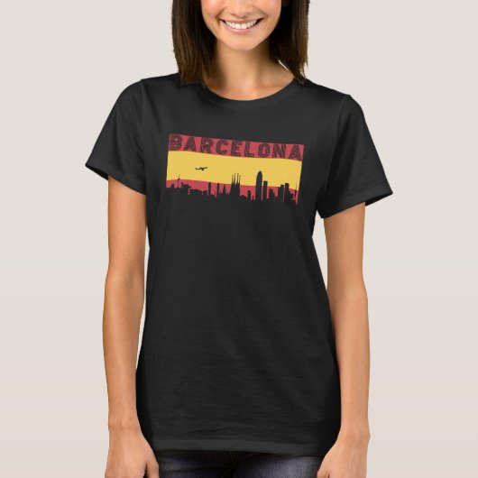 Barcelona Skyline Spain Vacation Travel T-shirt (Voorkant)