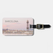 Barcelona Skyline Sunset Catalanonia Spanje Bagagelabel (Voorkant horizontaal)