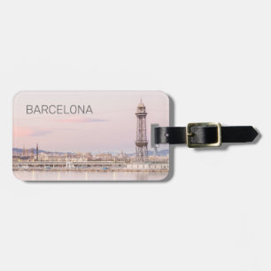 Barcelona Skyline Sunset Catalanonia Spanje Bagagelabel