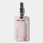 Barcelona Skyline Sunset Catalanonia Spanje Bagagelabel (Voorkant verticaal)