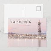Barcelona Skyline Sunset Catalanonia Spanje Feestdagenkaart (Voorkant / Achterkant)