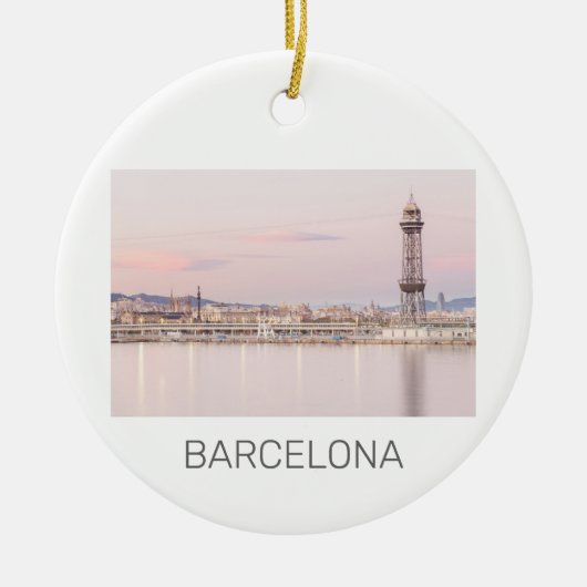 Barcelona Skyline Sunset Catalanonia Spanje Keramisch Ornament (Voorkant)