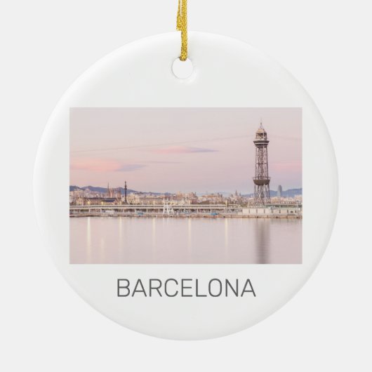 Barcelona Skyline Sunset Catalanonia Spanje Keramisch Ornament (Achterkant)