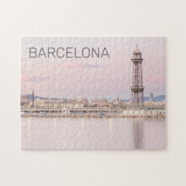 Barcelona Skyline Sunset Catalanonia Spanje Legpuzzel