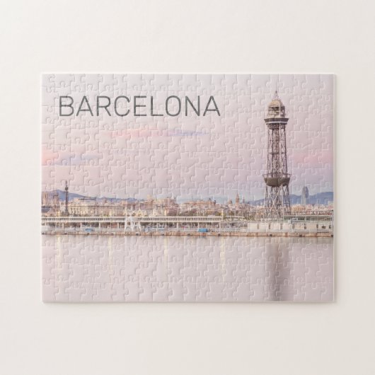 Barcelona Skyline Sunset Catalanonia Spanje Legpuzzel (Horizontaal)