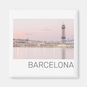Barcelona Skyline Sunset Catalanonia Spanje Magneet