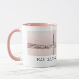 Barcelona Skyline Sunset Catalanonia Spanje Mok
