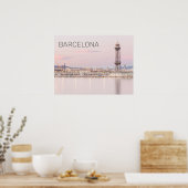 Barcelona Skyline Sunset Catalanonia Spanje Poster (Keuken)