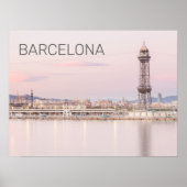 Barcelona Skyline Sunset Catalanonia Spanje Poster (Voorkant)