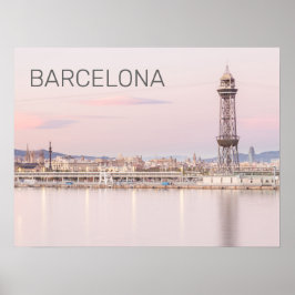 Barcelona Skyline Sunset Catalanonia Spanje Poster