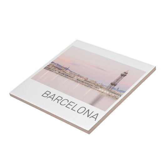 Barcelona Skyline Sunset Catalanonia Spanje Tegeltje (Zijkant)