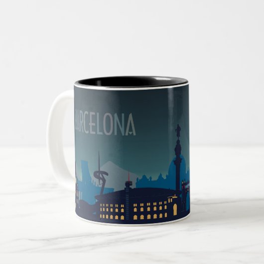 Barcelona Skyline Two-Tone Coffee Mok (Voorkant links)