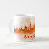 Barcelona Skyline watercolor v04 Koffiemok (Voorkant links)
