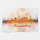 Barcelona Skyline watercolor v04 Theedoek (Horizontaal)