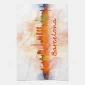 Barcelona Skyline watercolor v04 Theedoek (Verticaal)